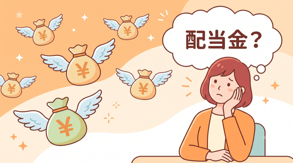 配当金って何？疑問を持つ女性のイラスト